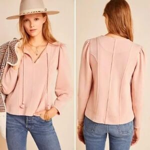 Maeve Anthropologie Jeanne Puff Sweatshirt Pink Size Small